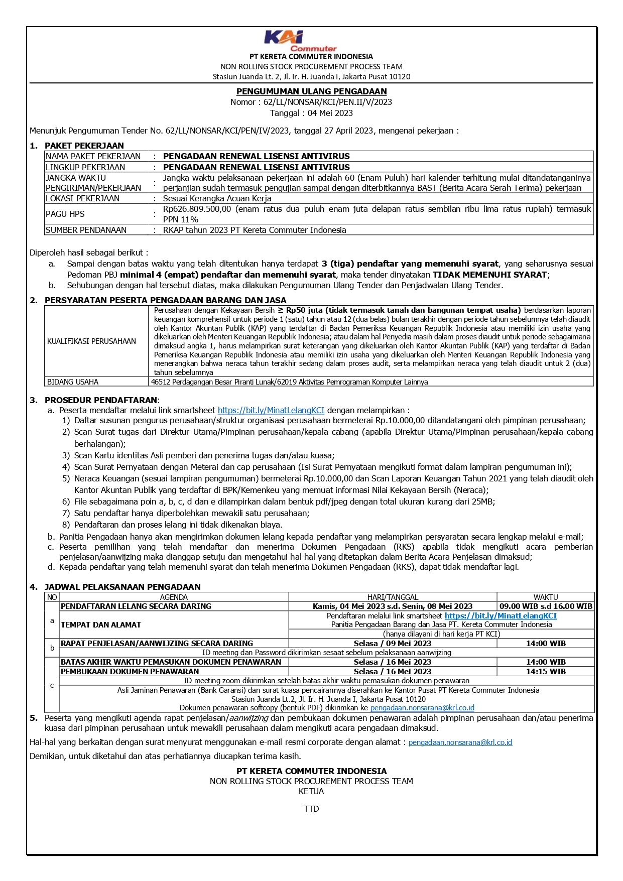 2 pengumuman ulang 62 pengadaan renewal lisensi antivirus pages to jpg 0001